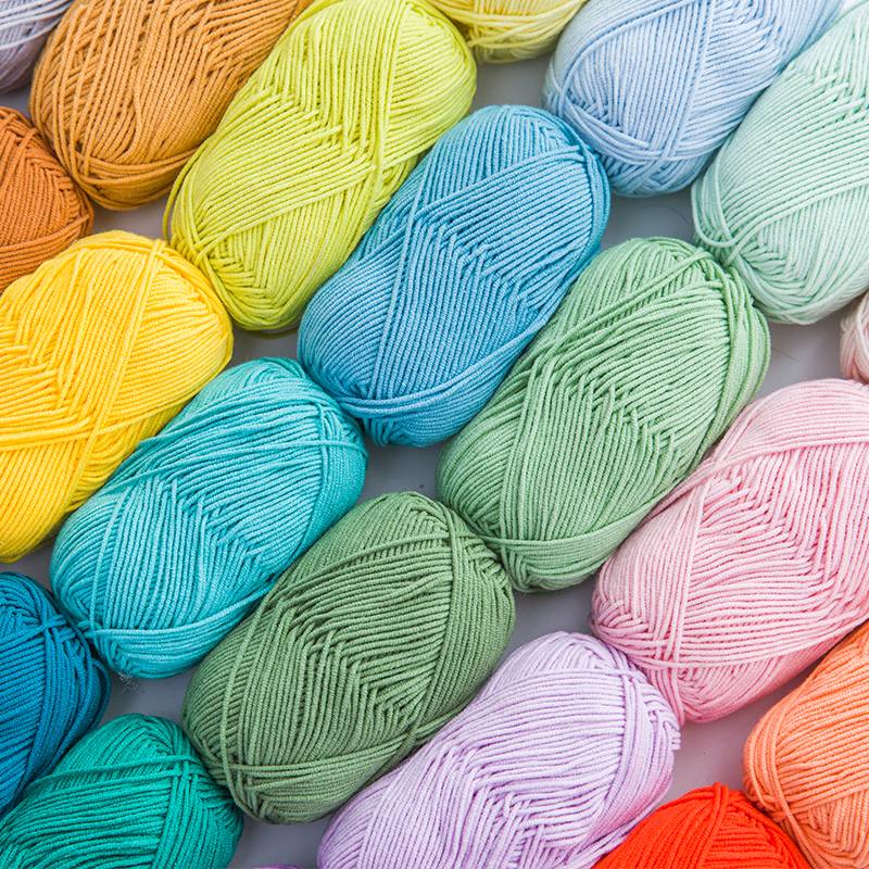 10-Kleuren-Kan-Mix-Babymelk-Garen-Katoen-Gehaakte-Draad-Hand-Breien-Poppen-Bloem-DIY-Yarns-Regenboog